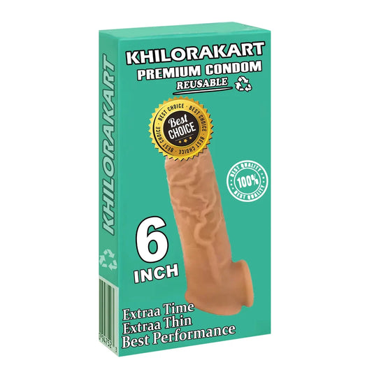 Reusable Silicone Condom Sleeve 6inch Chocolate Flavor